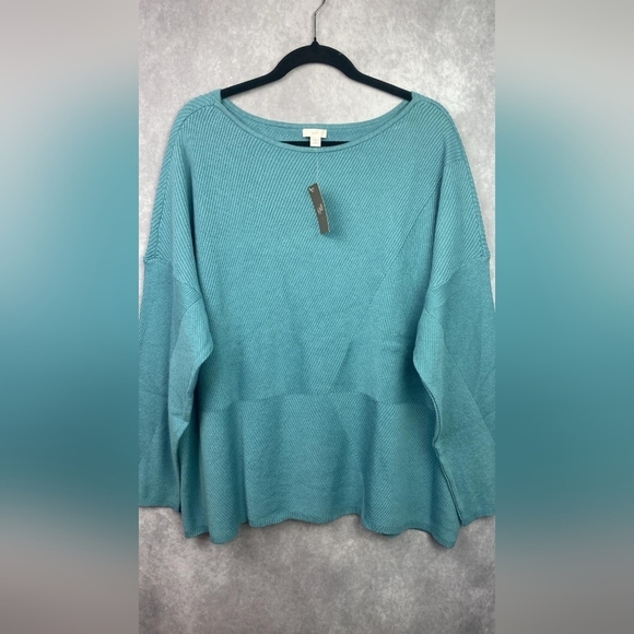 J‎ Jill Blue Topaz Boat Neck Sweater Size 3X - Picture 2 of 8
